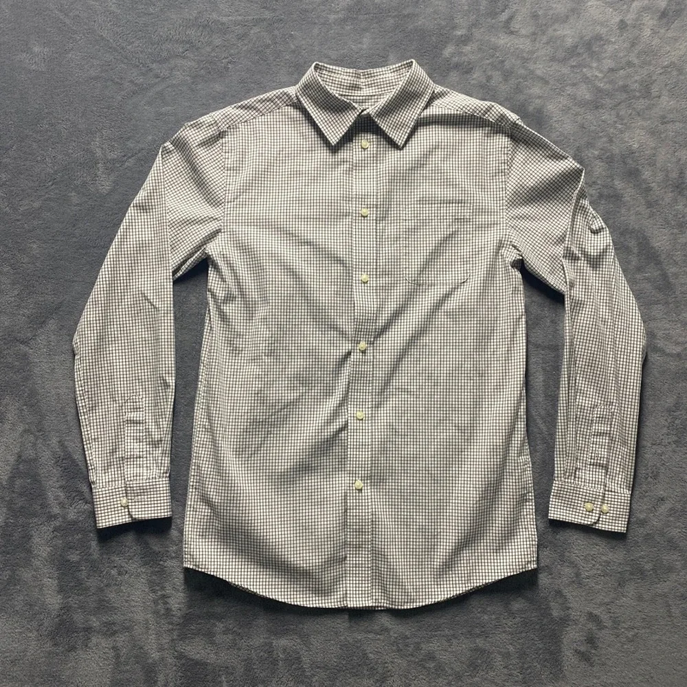 Cherokee Shirt Youth XL 16 Navy White Check Button Down Long Sleeve Made in 2015